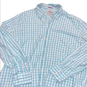 BODEN size 17 1/2 London Pure Cotton blend gingham checkered button down shirt